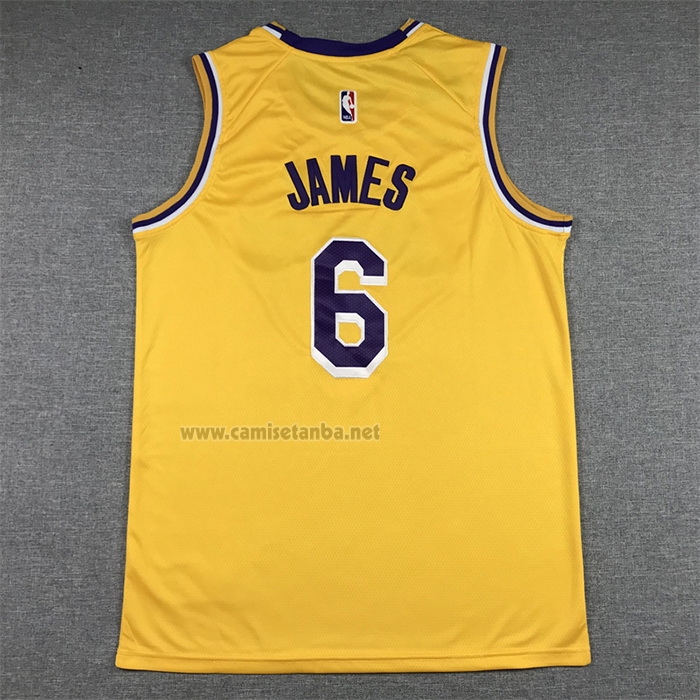Camiseta Los Angeles Lakers LeBron James #6 Icon 2022-23 Amarillo